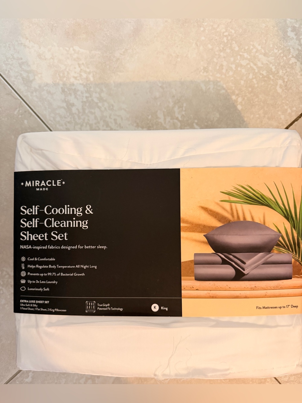 Miracle Made Self-Cooling & Self-Cleaning Sheet Set - White - Slight Damage King